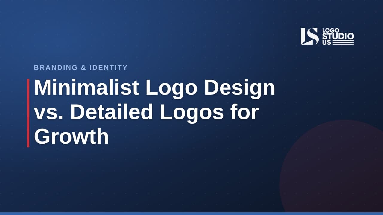 Minimalist logo and detailed logo examples shown side by side for brand comparison
