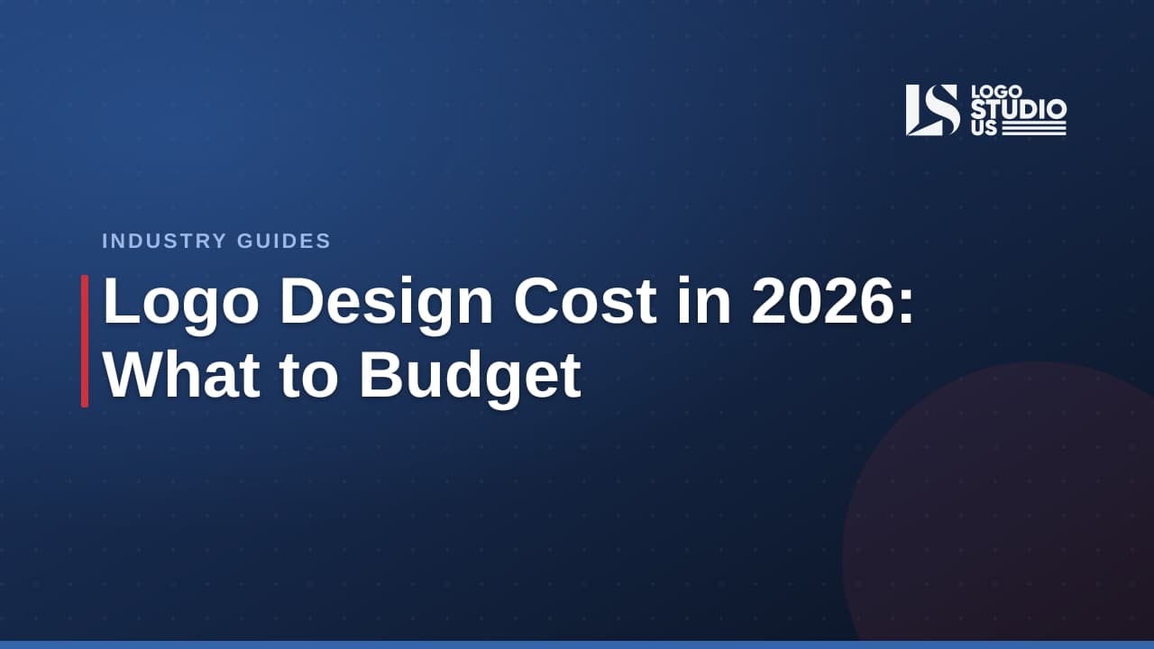 Business owner reviewing logo design cost options with branding files and mockups on a desk