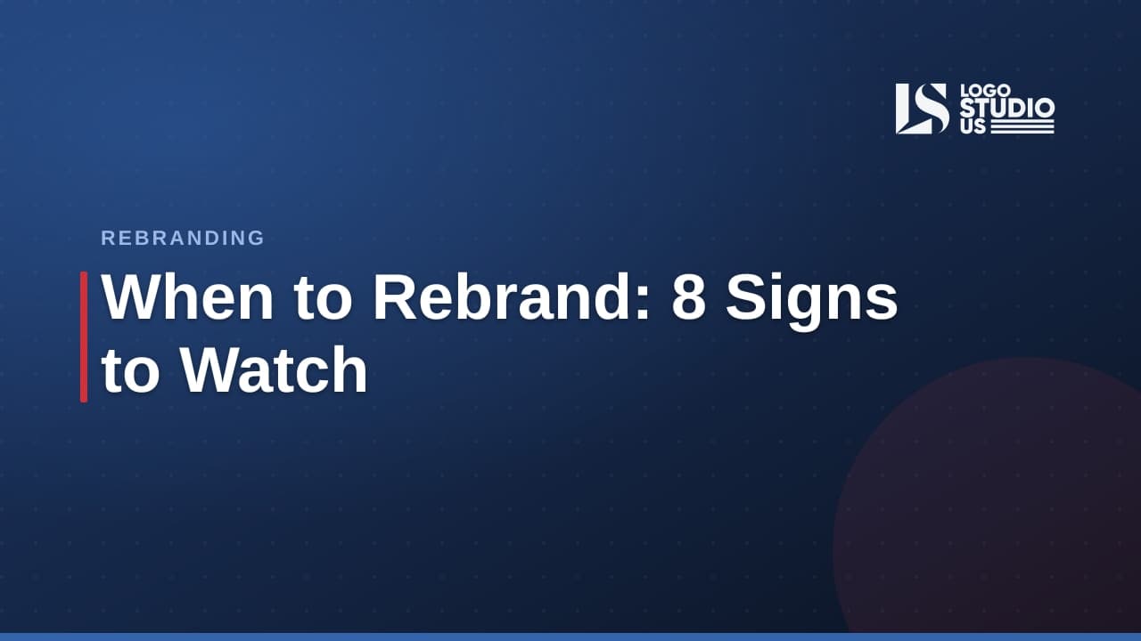 Business owner reviewing logo concepts and rebranding materials in a branding studio