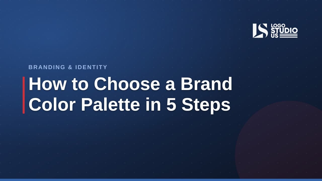 Brand color palette swatches and logo mockups arranged on a branding mood board