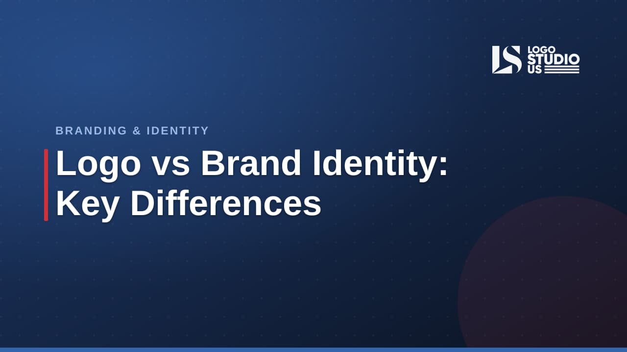 Business owner reviewing logo and brand identity design materials on a desk